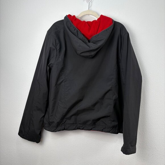 Vintage Champion Black Red Reversible Hooded Jacket Fleece Lining Zip-Up Large - Picture 6 of 9